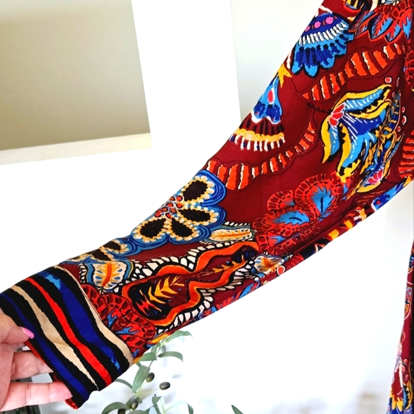 🏷️Truly 4 You Button Front Longsleeve Tie Waist Floral Midi Dress 2X - Picture 5 of 9